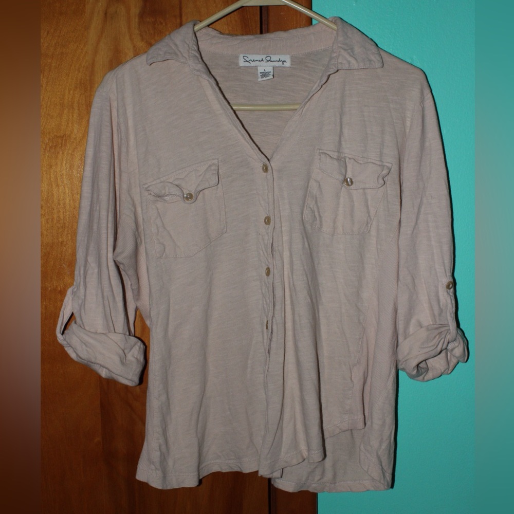 French Laundry Half-Sleeve cream button down